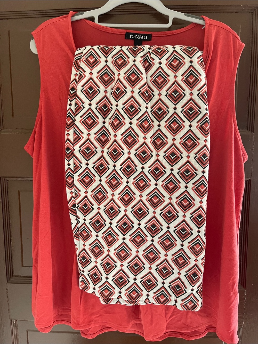 Roz & Ali Coral Sleeveless Top with matching Skirt